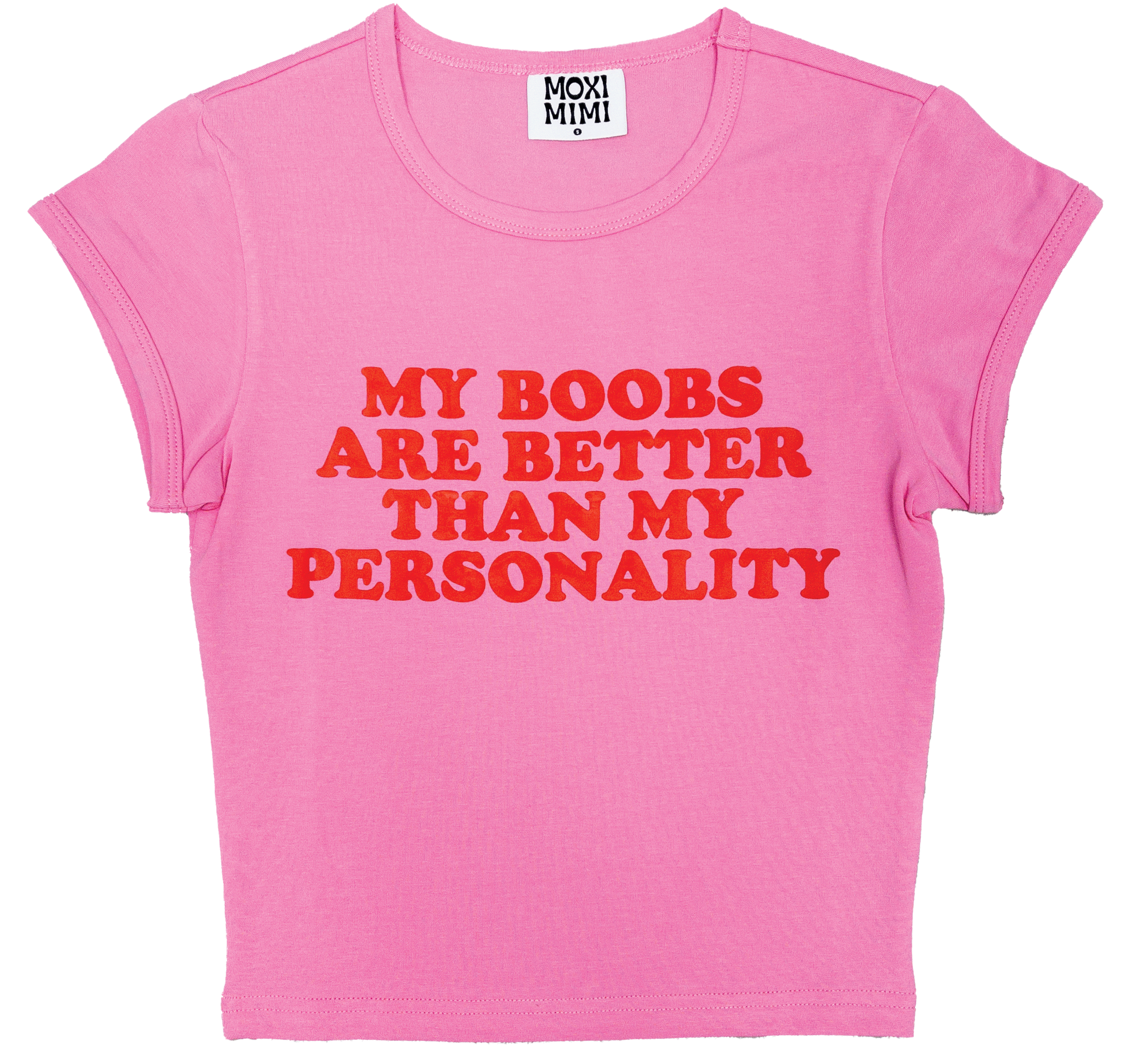 Tordenvejr muggen digtere My Boobs Are Better Than My Personality Baby Tee – Moxi Mimi